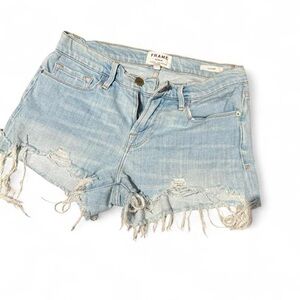Frame Denim Light Wash‎ Frayed Jean Shorts